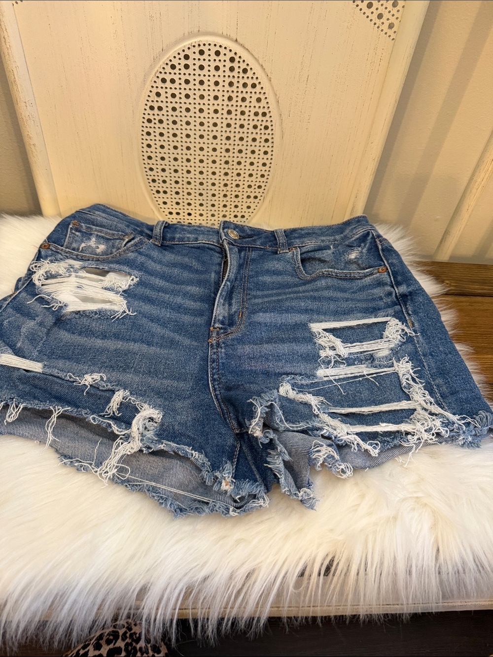 American Eagle Outfitters Distressed Blue Jean Shorts